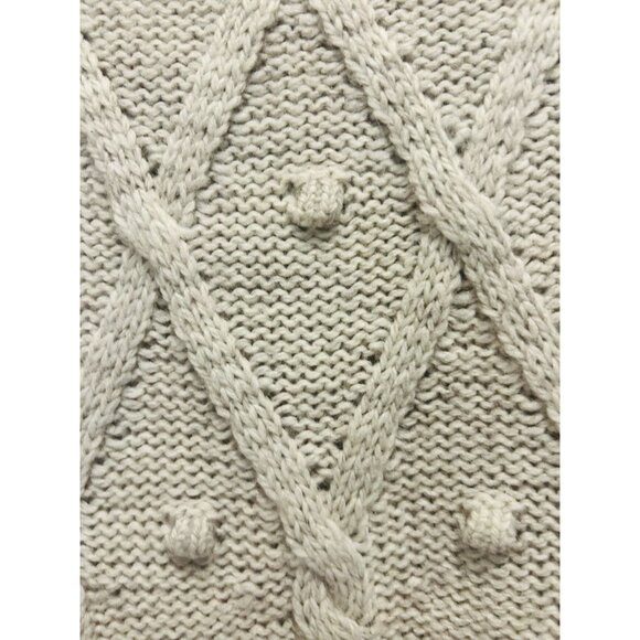M&S Collection Beige Wool Blend Cable Knit Bobble Sweater Womens Size 6 Medium - Picture 5 of 14